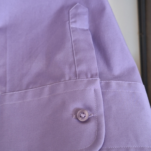 Lady Hathaway Buttondown Shirt Plus SzXXL/XXG Lavender Collar/Cuffs Cotton Blend - Picture 8 of 9